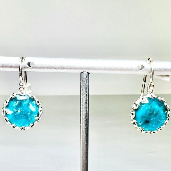 Kendra Scott Jewelry - Vtg Kendra Scott 925 Silver Faceted Turquoise Drop Dangle Earrings Jewelry Signe
